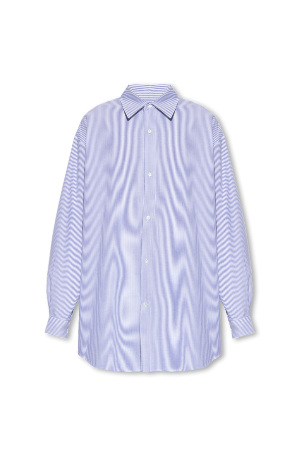 Blue Oversize shirt in cotton Palm Angels - Leaf Patterned Short ...